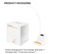 Lampe de bureau à led portable rechargeable réglable pour les soins des yeux, lampe de lecture avec réveil, vente en gros professionnelle mobile