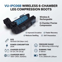 Pompe DVT rechargeable VU à 6 chambres, masseur de jambes à compression d'air, unité unique contrôlant 2 jambes, 6 modes, bottes de récupération IPC060B