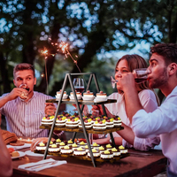 Présentoir à desserts pliable à 3 niveaux en bois, grand format, pour buffet de mariage, décoration alimentaire, présentoir de luxe pour hôtel