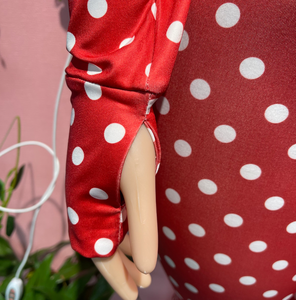 क्लाक डॉट प्रिंट महिला ट्रैकसूट फसल के टॉप और लेगिंग लाउंज महिला वैलेंटाइन के दिन दो टुकड़े सेट - Product Image 4