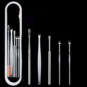 Kit de 6 cure-oreilles en spirale en acier inoxydable, outil de nettoyage des oreilles pour l'élimination du cérumen, portable R0736 - Product Image 2