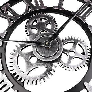 Grande Loft industriale in metallo nuovo Design vecchio stile Vintage antico grande <span class=keywords><strong>orologio</strong></span> <span class=keywords><strong>da</strong></span> <span class=keywords><strong>parete</strong></span> meccanico in plastica con ingranaggi - Product Image 5