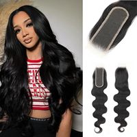 Cabello Humano Virgen Remy 2x6 Liso Natural Negro Real para Tejido de Cabello con Cierre de Encaje HD de Una Sola Tira - Nuevo de Fábrica