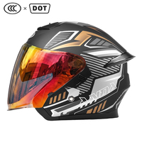 Casque de moto certifié DOT en gros d'usine avec double visière, casques de moto unisexes, doublure en coton, casque ouvert