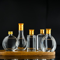 Botol Kaca Datar 100ml untuk Whiskey, Botol Kaca Kecil 50ml untuk Vodka, Anggur, Minuman, Jus, dengan Tutup Gabus