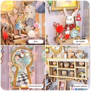 Jingkong Original Design Alices Tea Party Diary, pièce <span class=keywords><strong>d</strong></span>écorative en bois exquise, livre pop-up 3D à monter soi-même, cadeau idéal - Product Image 3