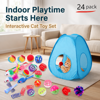 Lot de 24 jouets pour chat, assortiment coloré, pliables, interactifs, pour chatons, pour la poursuite et le saut