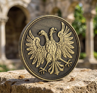 Pièces de monnaie commémoratives personnalisées en alliage de zinc, bronze métallique, avec portrait du roi et motif Phénix en relief 3D profond, pour collections