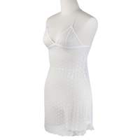 Robe Babydoll en maille blanche à col rond pour femme, transparente, de luxe, pour l'été et le printemps, idéale pour les mariages et la nuit