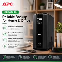 APC Back UPS Pro Line UPS Interactive 550VA 330W avec prises AVR Green Power Saving et conception de batterie remplaçable par l'utilisateur
