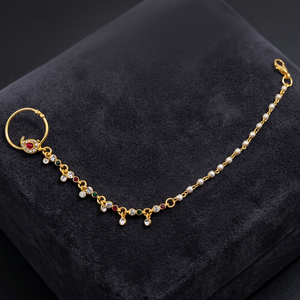 Bijoux de piercing tendance, design indien Mores Kairi, Nath coloré pour filles et femmes, anneau de nez ethnique avec pierres rouges, vertes et blanches - Product Image 3