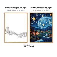 Lampe de nuit populaire sur TikTok, série ciel étoilé de Van Gogh, peinte à la main, en acrylique, style dessin animé, transfrontalière