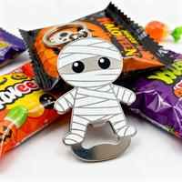 Porte-clés décapsuleur étanche en acier inoxydable avec impression UV, motif momie bandage, personnalisable en gros pour Halloween, idéal comme cadeau souvenir