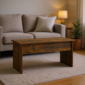 Engineered Wood Smoked Oak <b>Coffee</b> <b>Table</b> 40.2x19.9x20.7 Inches Modern <b>Rustic</b> Living Room Furniture - Product Image 2