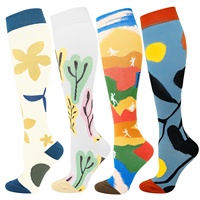 Nouvelle Arrivée Chaussettes de Sport à Motifs Floraux pour la Course en Plein Air, Chaussettes de Compression Mollet à Motifs Floraux pour Hommes et Femmes