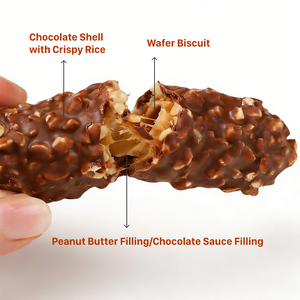 Barre de <span class=keywords><strong>chocolat</strong></span> croustillante au riz, gaufrette enrobée de <span class=keywords><strong>chocolat</strong></span> avec garniture au <span class=keywords><strong>chocolat</strong></span> ou au beurre de cacahuète, bâton énergétique aux céréales - Product Image 3