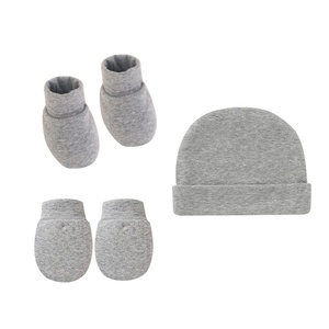 Conjunto de 3 Peças para Bebê: Gorro, Luvas e Botinhas, Cor Sólida, Touca de Recém-Nascido, Gorro Respirável de Algodão para o Inverno - Product Image 4