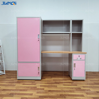 Junqi Mobilier de dortoir scolaire Dortoir étudiant adulte Fer Acier Métal Lit mezzanine superposé Table d'ordinateur et armoire de rangement