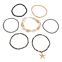 Nueva moda bohemio colorido collar con cuentas verano playa Shell estrella de mar pulsera tobillera chapado en oro conjunto de joyería fina regalos