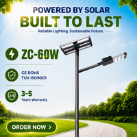 Lampadaire solaire LED 60W étanche IP66 pour autoroute, contrôleur MPPT, angle de faisceau 140°, télécommande, construction en aluminium