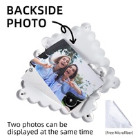 Cadre photo magnétique en acrylique transparent personnalisé, bord festonné, double face, support de table autoportant