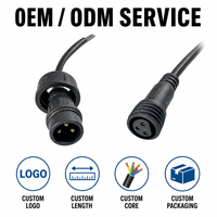 Câble connecteur étanche M15 à 3 broches IP67, adaptateur électrique marin mâle-femelle 12V 5A, cordon d'alimentation en cuivre pour éclairage LED