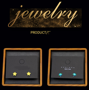 Étiquettes de présentation en gros pour bagues, boucles d'oreilles et colliers avec logo, étiquettes de prix en papier d'art 3*2*0.1cm, sac OPP - Product Image 4