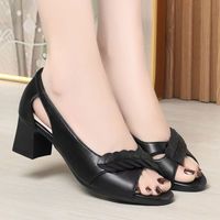 Sandales compensées à coussin d'air grande taille pour femme Baotou, nouvelle collection été 2026, bleues, pour mère d'âge moyen, dessus en PU, semelle extérieure en PVC, à enfiler