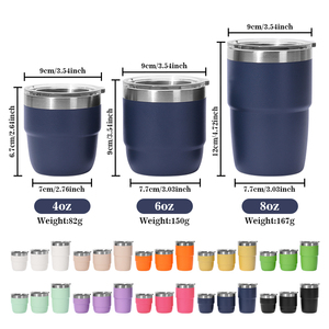 Taza de Café de Doble Pared, Vaso Térmico de Acero Inoxidable de 4oz, 6oz, 8oz con Tapas, Taza de Viaje Personalizada <span class=keywords><strong>para</strong></span> Bebidas Calientes y Frías - Product Image 5