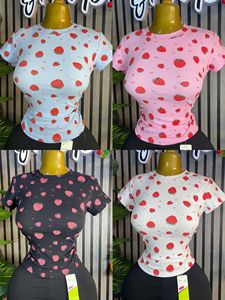 Nouveau T-shirt pour femme à manches courtes, style doux, en coton et élasthanne, imprimé dessin animé, col rond, vente en gros, été 2026 - Product Image 3