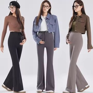Pantalon d'hiver taille haute évasé Yoga Pantalon <span class=keywords><strong>enceinte</strong></span> Doublure en <span class=keywords><strong>polaire</strong></span> Chaud <span class=keywords><strong>Femme</strong></span> Sport Pantalon à fond cloche Leggings Pantalon de maternité - Product Image 6