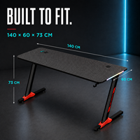 Bureau de jeu AOR en aluminium avec LED RGB, extensible 120 cm, chargeur sans fil, table d'ordinateur PC, bureau à domicile, vente en gros OEM & ODM