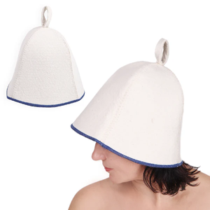 Chapeau <span class=keywords><strong>de</strong></span> sauna en feutre pour soins capillaires, personnalisé avec logo brodé, luxueux, écologique, réutilisable, unisexe, adulte, pour spa et chimiothérapie - Product Image 2