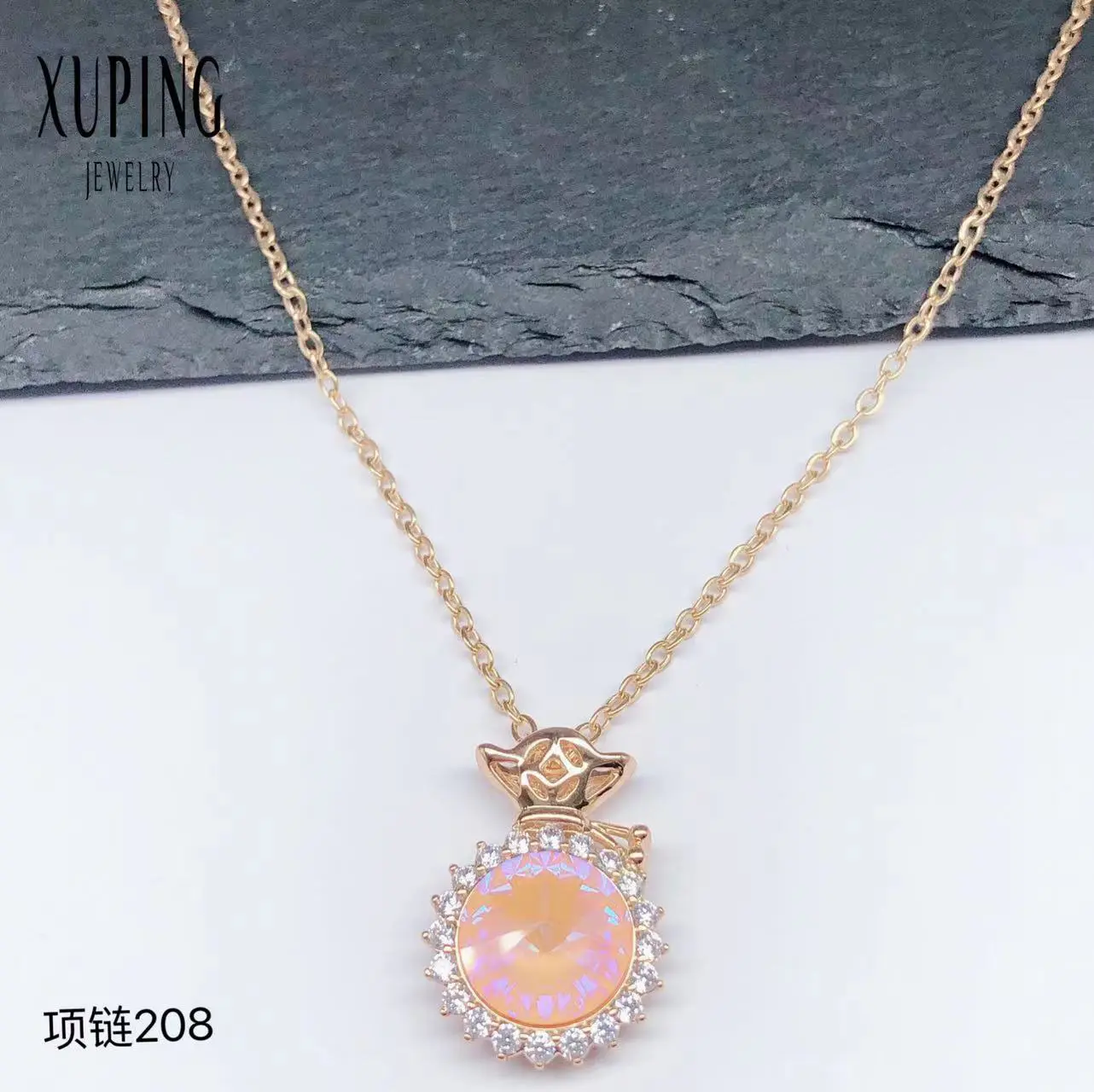 1069 Xuping toptan özel renk birthstone rhinestone kristal taş gökkuşağı kolye kristal kolye takı