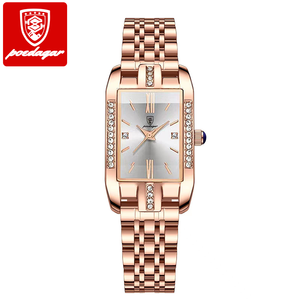POEDAGAR 365 Women Watch Fashion Luxury Diamond Green Dial Square Quartz Watches Stainless Steel Ladies Wristwatch Gift - Product Image 3