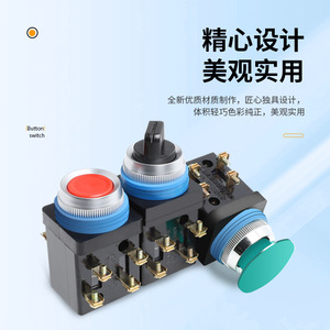 Interruptor de Botón Pulsador La18-22J 2NO2NC con Terminal de Tornillo, Sin Iluminación, IP40, Plástico, Vida Útil Mecánica de 300.000 Ciclos - Product Image 2