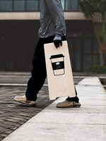 Support de présentation publicitaire en A, sur pied, personnalisé, pliable, en bois, avec graphique de tasse de café, pour extérieur, vertical, en panneau marin, double face