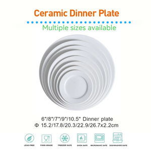 <span class=keywords><strong>Assiettes</strong></span> à dîner rondes en céramique blanches personnalisées avec logo, porcelaine en gros pour restaurant, hôtel et banquet de mariage - Product Image 3