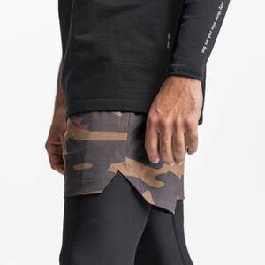 Yu Hong Men's Sports Shorts <b>Mid</b> Waist Double <b>Layer</b> Elastic Breathable For Outdoor Training - Product Image 4