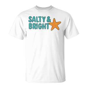 Camiseta Salty & Bright Starfish con Diseño Costero, Prenda de Verano Unisex para Adultos, Cuello Redondo, Manga Corta, Impresión Serigráfica - Product Image 1