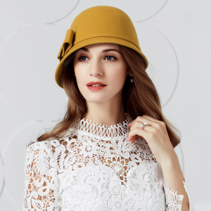 KDS111748 Béret pour femme en laine 100% peluche, broderie, nœud papillon, dentelle, design d'hiver, voyage en plein air, fête, chapeau décontracté, 56-58CM - Product Image 3