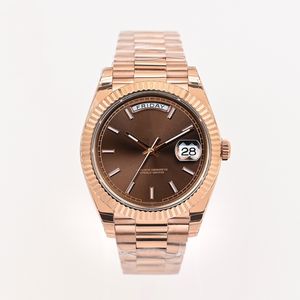 Montre mécanique de luxe de qualité supérieure, usine EWE, 40 mm, étanche, acier 904L, mouvement 2836, 228235, or rose luminescent - Product Image 1