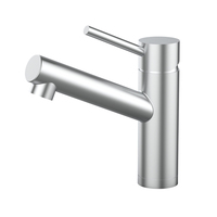 Robinet de lavabo moderne en acier inoxydable 304 avec noyau de valve en céramique, finition brossée, à poignée unique, pour salle de bain, maison et hôtel
