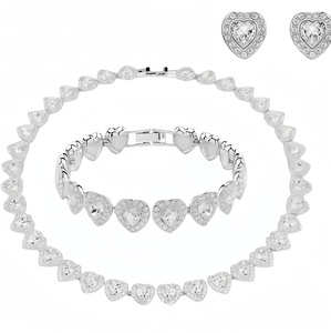 Ensemble collier, <span class=keywords><strong>bracelet</strong></span> et boucles d'oreilles pour femme Shijia Roman Series en cuivre et strass, trois couleurs, accessoires de mode, vente directe - Product Image 2