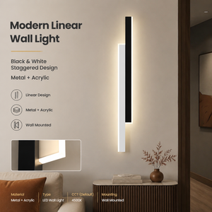 Applique murale LED moderne pour intérieur, design linéaire en métal et acrylique, télécommande, intensité réglable, 30W, pour chambre, salon, maison - Product Image 2