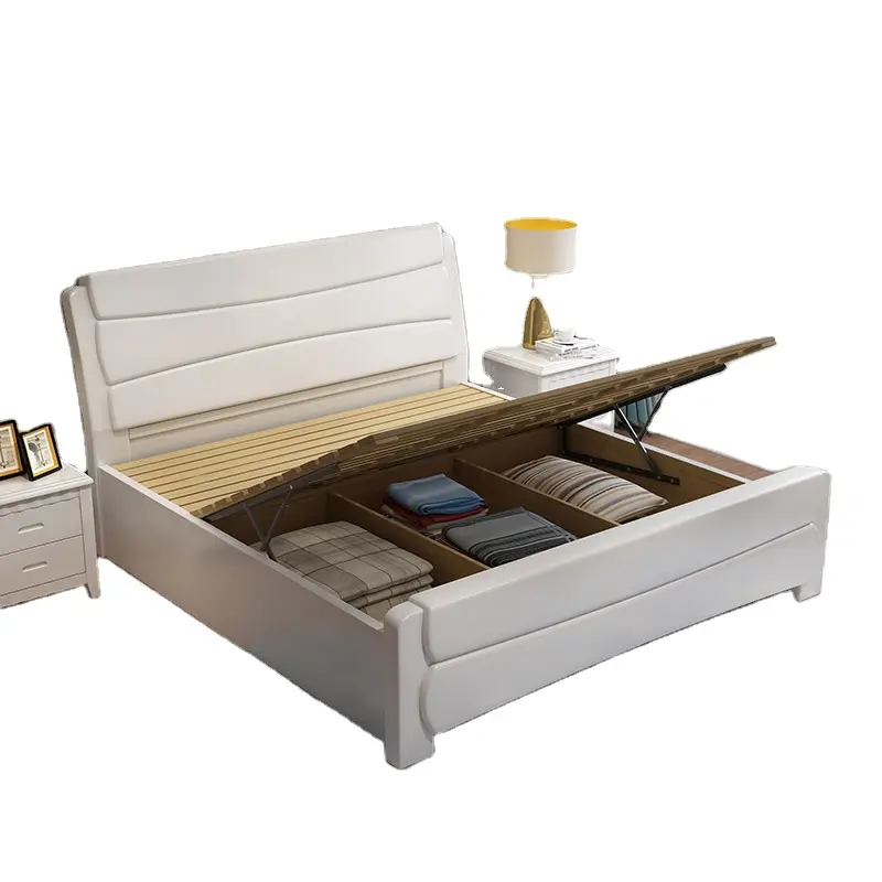 Modern Luxury Simple Double Bed Design In Wooden Queen Bedroom Furniture Set