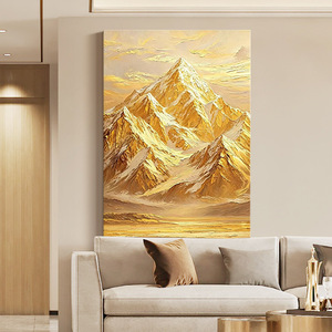 Dafen Village Oil Painting Golden Mountain Landscape Modern Minimalist Metal <b>Frame</b> Decorative Art For Living Room Sofa <b>Wall</b> - Product Image 3