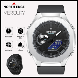 Drop Shipping NORTH EDGE MERCURY Men's <b>Digital</b> Watch Stopwatch Waterproof 50M Sports Watches World Time - Product Image 2