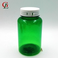 Meilleure vente bouteille de capsule de tablette verte en plastique PET 250cc bouteille de pilule de médecine transparente pot de supplément de vitamine et bouchon inviolable