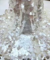 Tissu à paillettes brillant ZSY, motif coquillage blanc, grand et petit format, idéal pour robes de soirée, costumes de mariage et tenues de fête – Nouvelle collection très prisée